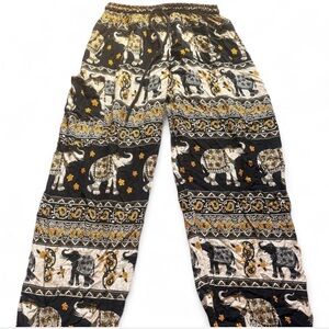 Elephant Print  Bottoms - Black and Gold